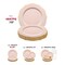 Pink with Gold Rim Round Blossom Disposable Plastic Appetizer/Salad Plates - 7.5" (120 Plates)